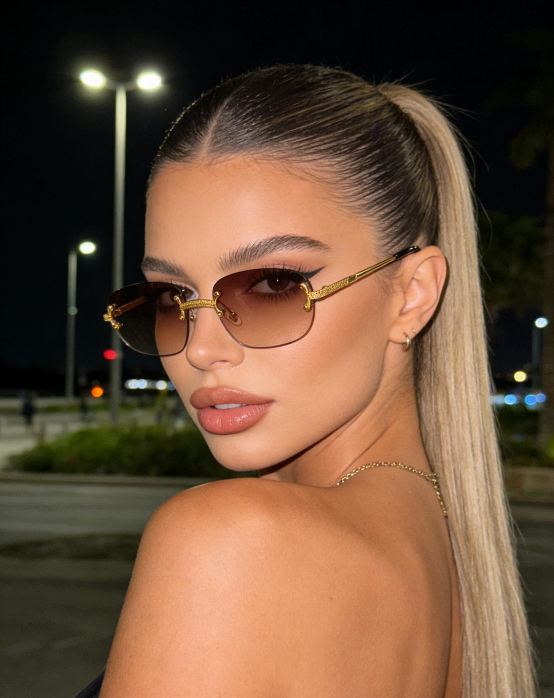 Metal frameless trimmed oval sunglasses, European and American retro fashion, high-end ins-style sunglasses