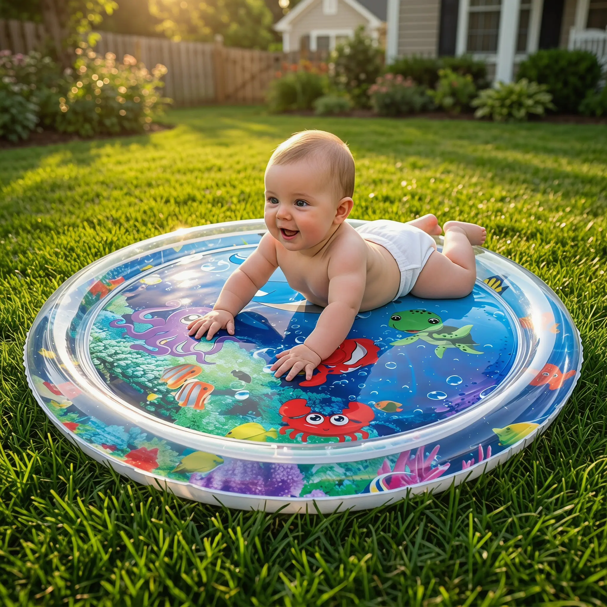 Kids Sprinkler Splash Pad 39.37" – Summer Outdoor Water Play Mat for Toddlers & Babies, Leak-Proof Backyard Toy