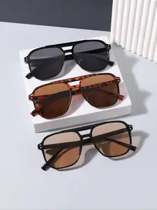 Men's Vintage Aviator Sunglasses, Trendy Casual Sunglasses for Everyday Use, Fashion Accessories for Outdoor Activities, Aviator Shades, Summer Trendy Sunglasses