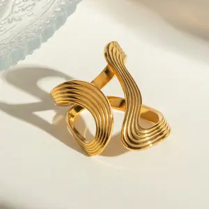 Fade-Resistant S-Shaped Double Band Ring |   Trendy INS Style for Her