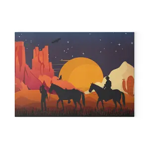 Western Sunset Glass Cutting Board