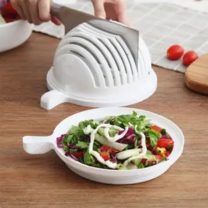 Snap Salad Cutter Bowl Veggie Choppers and Dicers Food Grade Fruit Cut Bowl Easily Quickly Handle Kitchen Accessories