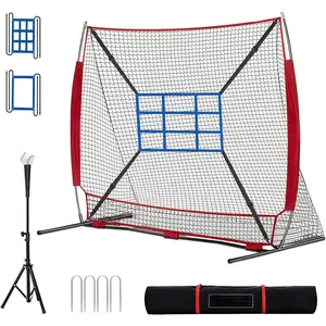 7x7 FT Baseball Softball Practice Nets for Batting Pitching Hitting, with Strike Zone, Softball Nets for Batting and Pitching, Baseball Training Equipment for Kids Adult Youth