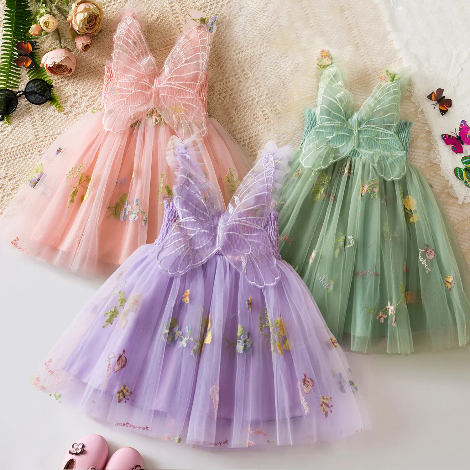open lace back dress Toddler Ball Gowns Girl Summer Princess Dress Purple Sequin Fluffy Dress main image 0