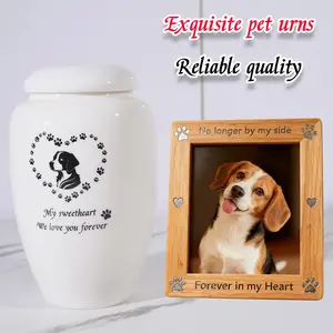 1Pc Ceramic Dog Bone Container with Heart Paw Print, Pet Memorial Gift, Ashes Keepsake, Tribute for Lost Pets, Elegant Pet Memorabilia
