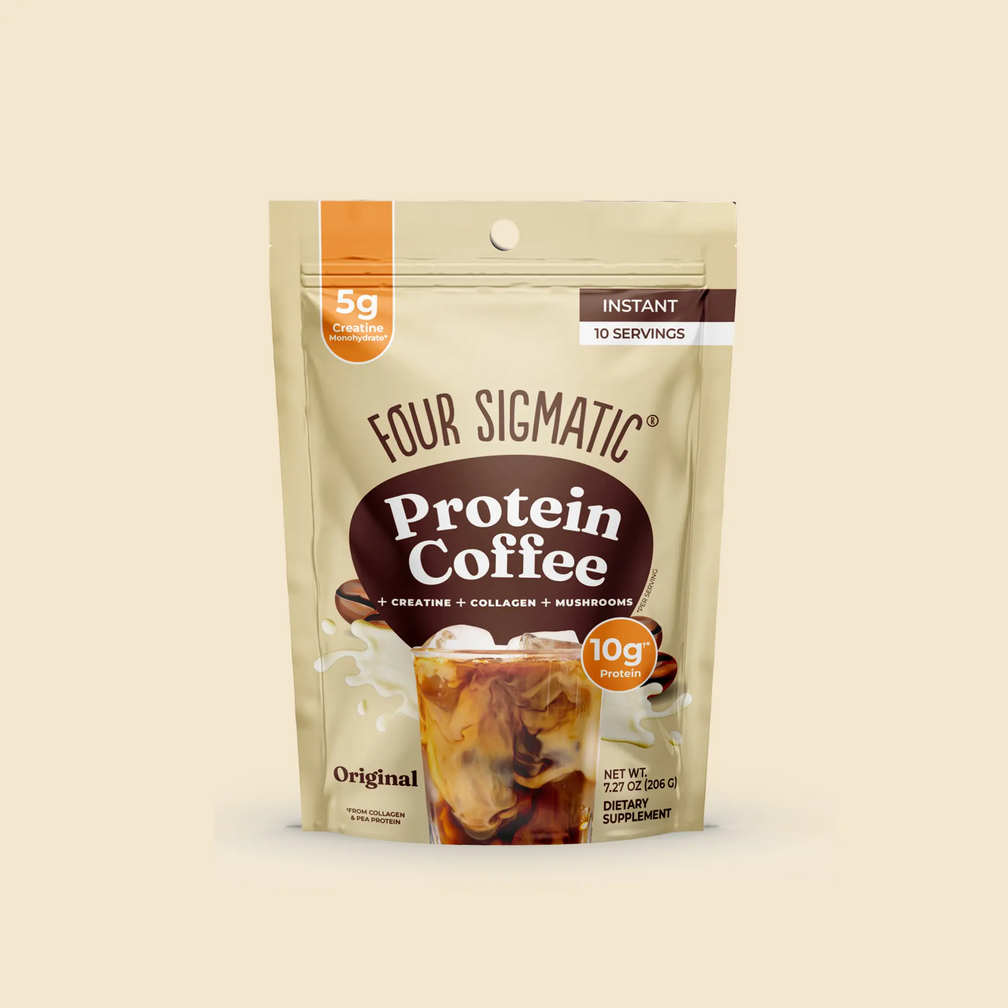 Four Sigmatic - Protein Coffee, Natural Organic Instant Coffee with Protein, Creatine, Collagen Four Sigmatic - Protein Coffee, Natural Organic Instant Coffee with Protein, Creatine, Collagen