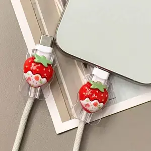 Cute Strawberry House Data Line Protector, Type-C USB Charging Cable Cover, 20w Universal Android Gift, Adorable Design