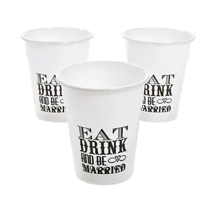Bulk  150 Ct. Eat, Drink & Be Married White Plastic Cups