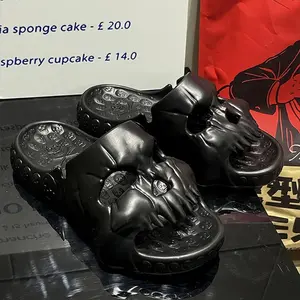 Skull Design Men Slippers Y2K Personalized 2023 Punk Summer Outdoor Slide Thick Sole Platform Beach Non-Slip Male Sandals