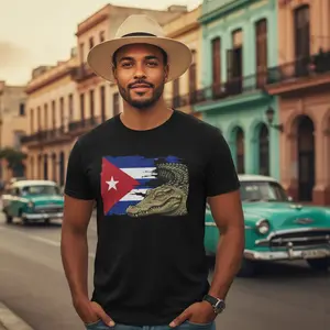Gildan Custom Cuban Pride Tee Flag & Crocodile Design 100% Cotton Women's Everyday Streetwear T-Shirt S-2XL Sizes