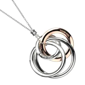 Pre-owned Tiffany & Co. Sterling Silver 925 (Ag925) Small Leather Goods Tiffany 1837 Interlocking 4 Circle Silver 925 Rubedo Metal Necklace