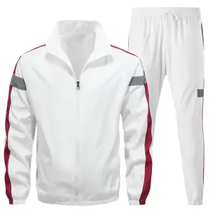 Men's Spring & Autumn Casual Sports Hooded Splicing Set 100% Polyester Fiber Reflective Strips on Sleeves Elastic Drawstring Design on Pants Cuffed Ankles Comfortable Versatile for Work Sports & Other Scenarios