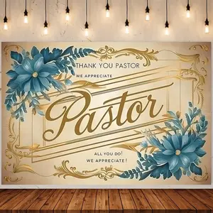 1pc 2D Flat Polyester Backdrop for Pastor Appreciation Photography, Decorative Banner, Home And Room Decoration, Wall Adornment, Party Backdrop, Supplies And Gifts for Decoration White Ornaments