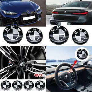 Bmw Front Rear Hood Badges Steering Wheel Hubcaps Set, Car Style Accessories for Bmw, 7 Piece Set