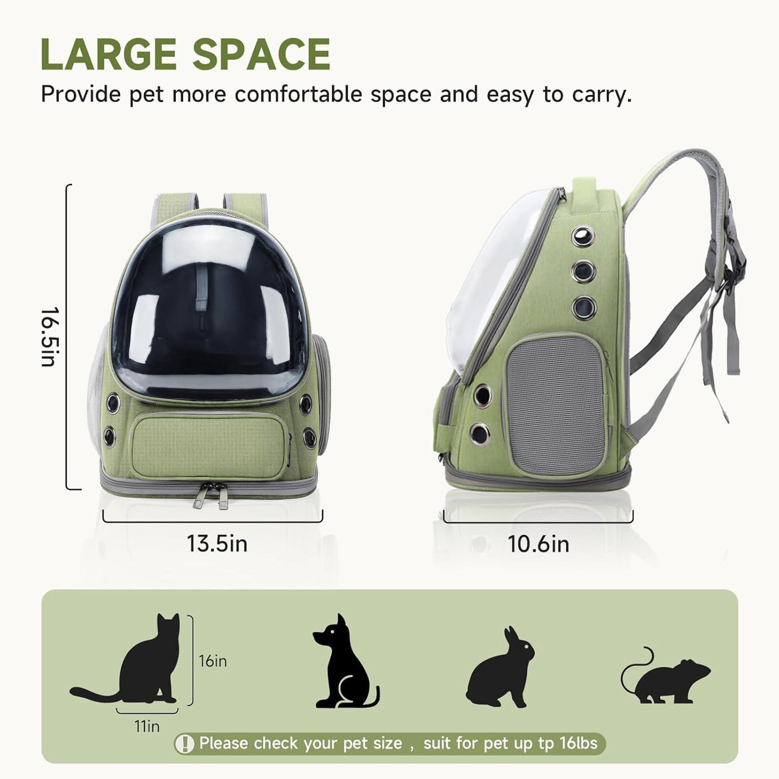 Cat Backpack Carrier, Breathable Cat Carrier Large Space Bubble Pet Backpack for Kitty Small Dog up to 15lbs, Transparent & Foldable Pet Carrier for Travel Hiking Cat Backpack Carrier, Breathable Cat Carrier Large Space Bubble Pet Backpack for Kitty Small Dog up to 15lbs, Transparent & Foldable Pet Carrier for Travel Hiking