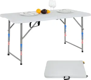 4FT 6FT 8FT Outdoor Folding Table Camping Dining Tables Plastic Party Table Fold Up Table with Carrying Handle for Parties Picnic