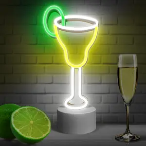 Cocktail Neon Sign - Neon Bar Signs for Home Bar, Pub, Party Table Decor - Neon Cocktail Sign For Birthday Parties, Wedding - 5.31×12.2 Inch USB/Battery Powered With On/Off Switch