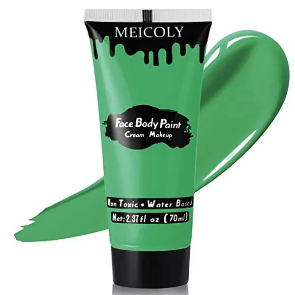 MEICOLY Green Face Body Paint for St Paddys Green Body Paint for St.Patrick’s Day Accessories, Halloween SFX Witch Makeup Elphaba Costume,Hunting Hulk Camo Face Paint for Adults and Kids