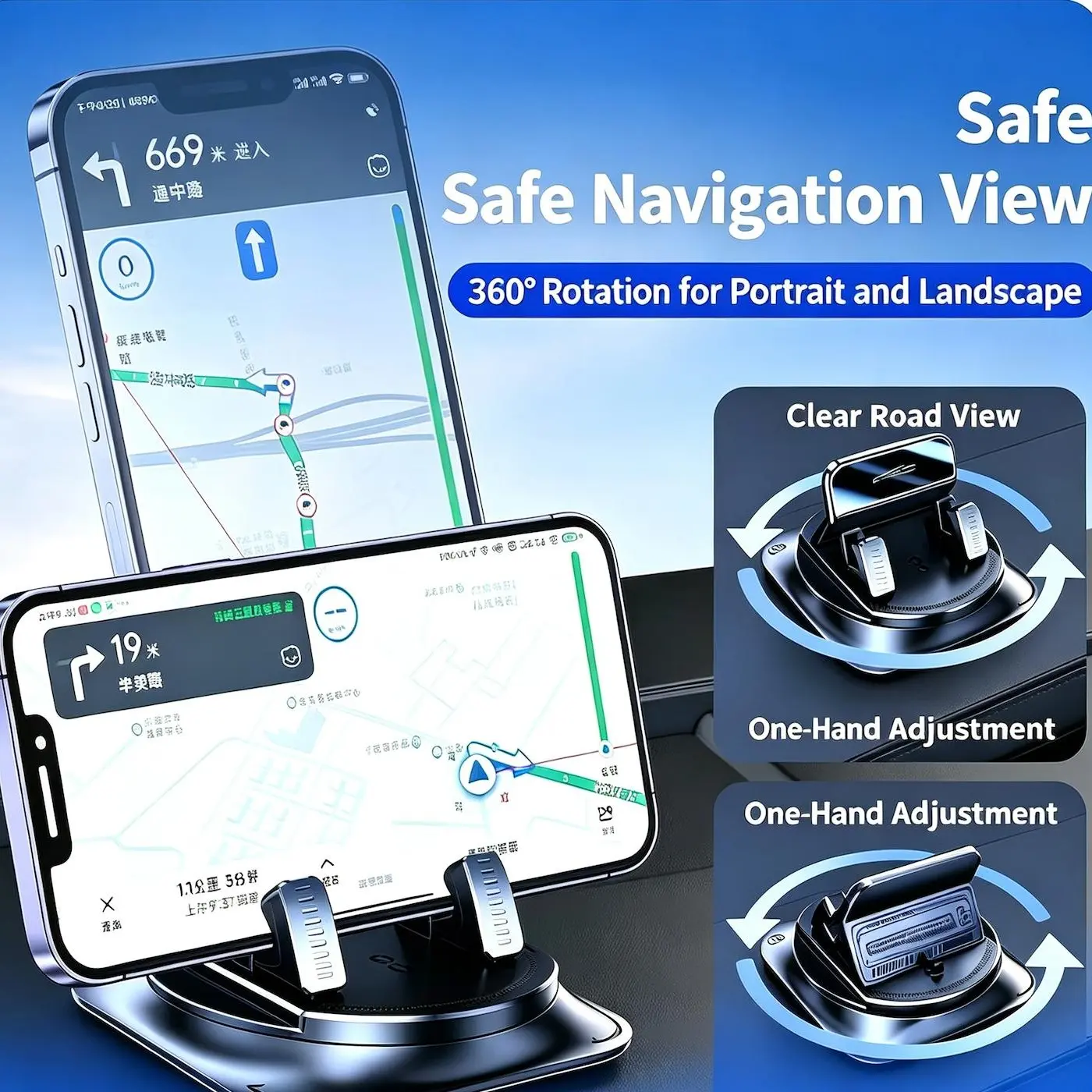 2026 Upgraded 360° Rotatable Gravity Car Dashboard Phone Mount, Heavy-Duty Anti-Shake High Temperature Resistant Non-Slip Silicone Base Auto Lock Cell Phone Holder
