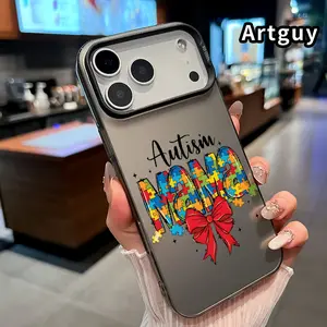 Phone Case for iPhone 17 16 15 Pro Max 14 Plus E 13 12 11 X Air XS XR Autism Mama Bow Pattern Anti-Scratch Military-Grade Drop Protection Slim Cover