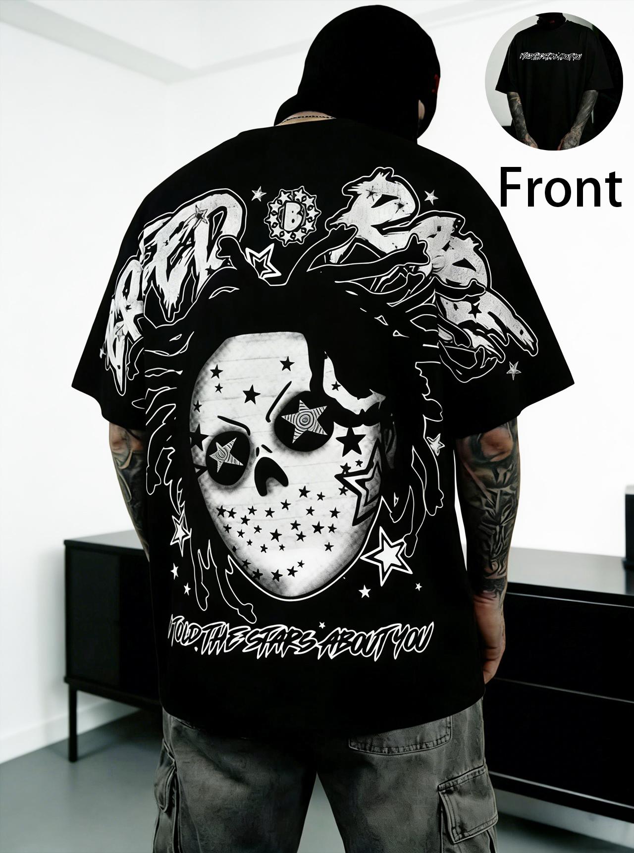 Unisex Y2K 3-pack: oversized T-shirts with hip-hop prints; retro gang-style loose short-sleeve men’s T-shirt; back print T-shirt with a large graphic. Perfect for summer trends, parties, hip-hop venues, and home wear.