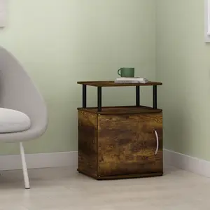 JAYA 2-Tier Dual-Use End Table in Amber Pine - Practical Storage, Open Shelf for Bedrooms and Living Rooms (Ideal for Small Spaces), 2-Tier End Tables, Dual-Use End Tables