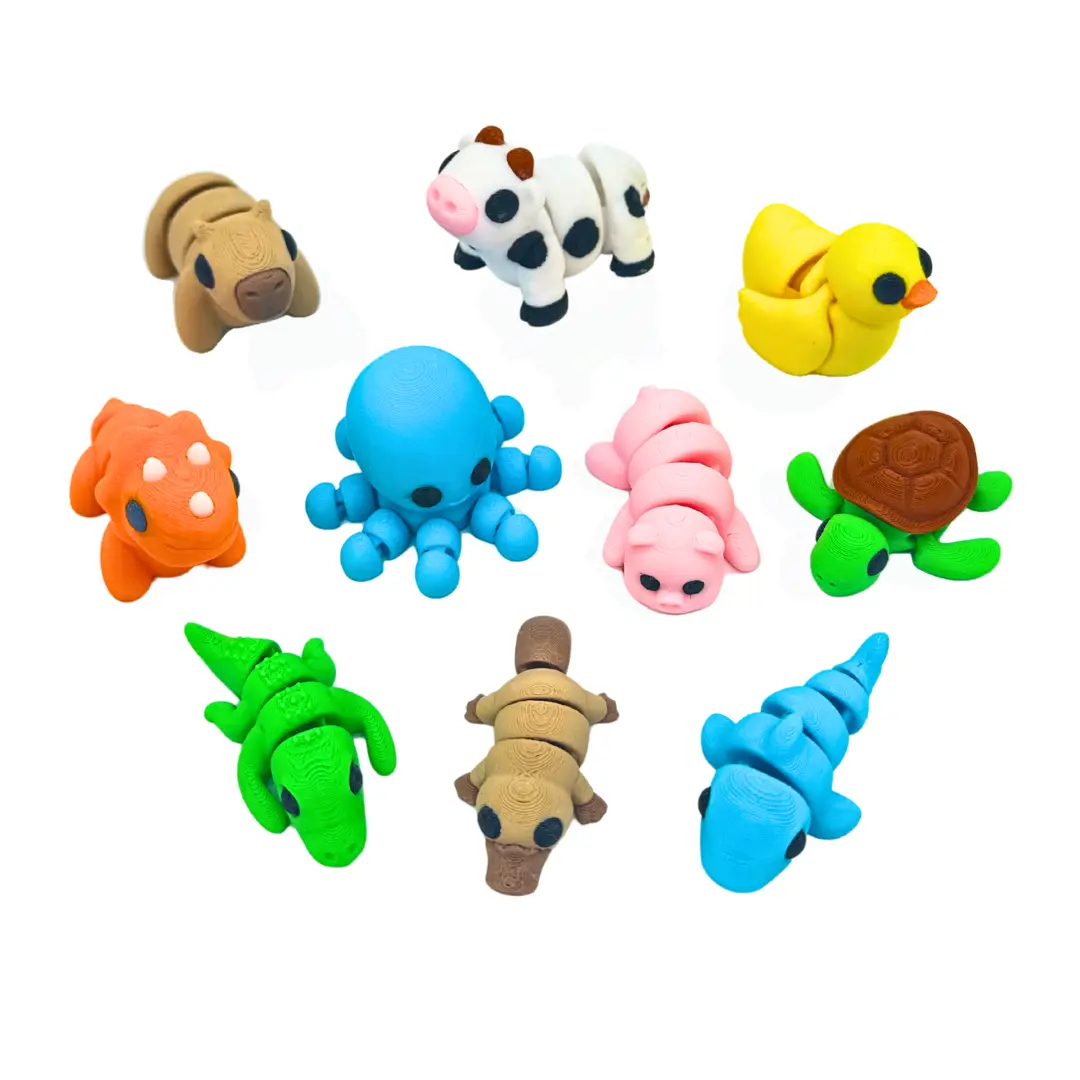 EnderToys 10 PC Mini Fidget Animal - 3D Printed Articulated Joint Cute Toys Desk Pet Articulate Figurine Egg gift Articulating buddy pocket pal Halloween