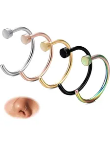 18G-22G 5PCS Stainless Steel Body Jewelry Piercing Nose Ring Hoop for Women