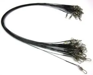 24 X Stainless Steel Fishing Leaders Black with snap and Swivel 12" Long 35 LBS Test