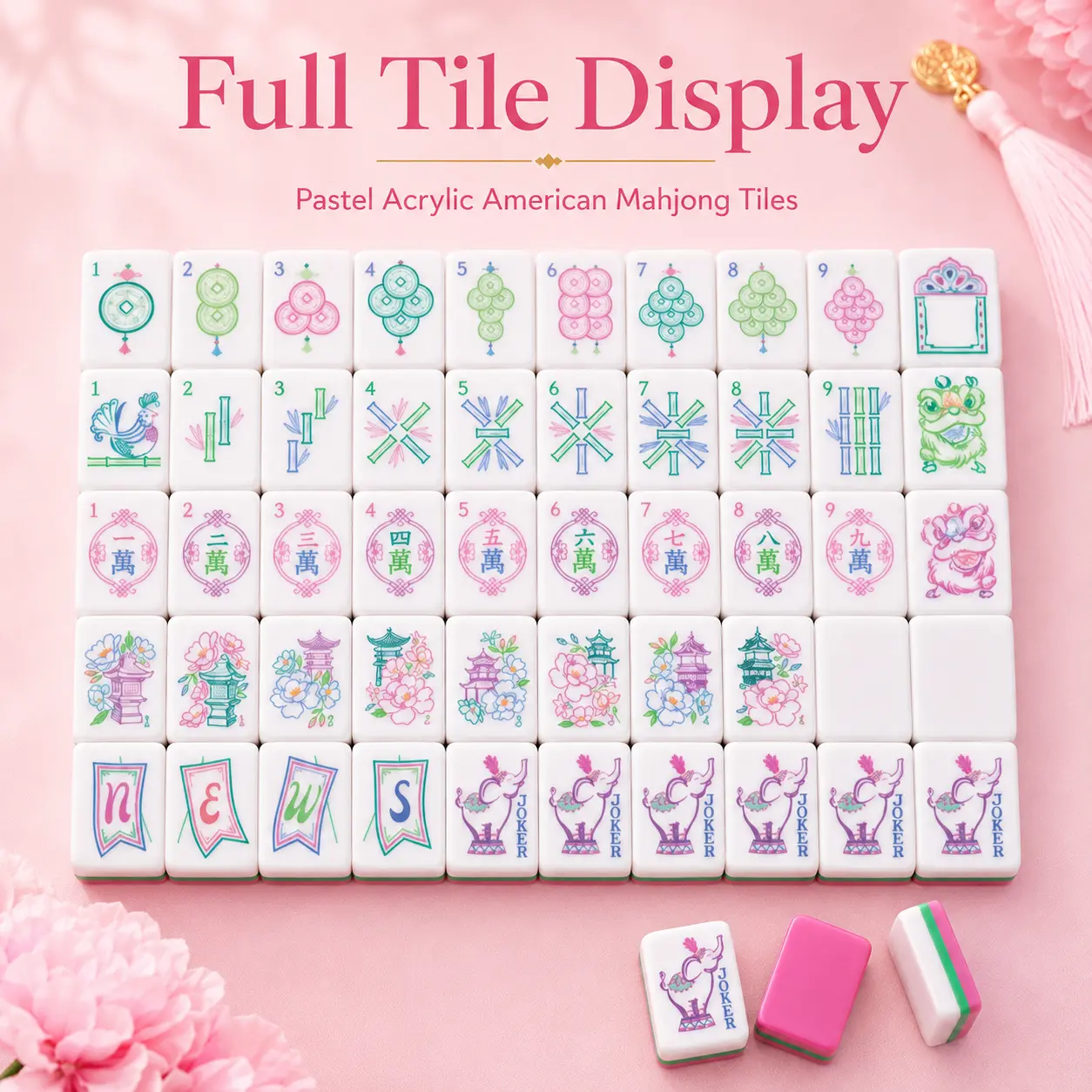 160-piece American-style acrylic mahjong set with soft colors and clear prints – perfect for friend gatherings and family game nights! #AmericanMahjong #MahjongSet #PartyGames #FamilyGameNight #StressRelief