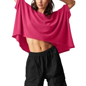 Women's Cropped Oversized Short-Sleeve Loose-Fit Casual Summer T-Shirts