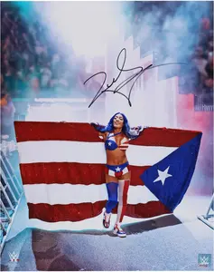 Zelina Vega WWE Autographed 16" x 20" 2023 Backlash Entrance with Flag Photograph - Fanatics Authentic Certified