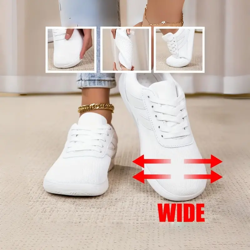 Women's Barefoot Sneakers, Casual Sneaker Trainer, Wide Fit Round Toe, Low Top Textile Shoes, Ideal for Walking and Tennis, Fashion Walking Sneakers, All Seasons Casual Style, Fashion Footwear Sneakers