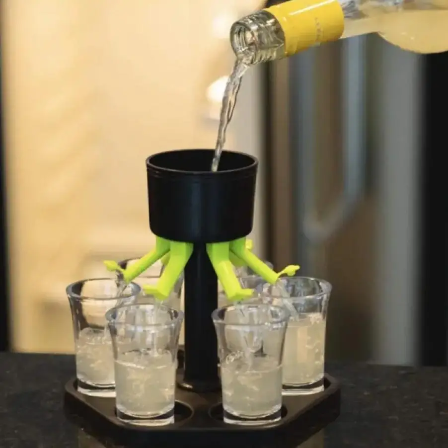 6 Shot Glass Dispenser & Holder, 1 Set Multifunctional Shot Dispenser with 6 Glasses, Cocktail Dispenser for Outdoor Party & Bar