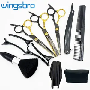 Barber Scissors Set, 6.7 inches Hair Styling Tools Kit, Professional Hair Cutting Flat & Thinning Shear with Hair Accessories