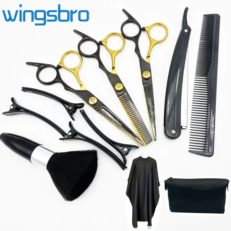 Barber Scissors Set, 6.7 inches Hair Styling Tools Kit, Professional Hair Cutting Flat & Thinning Shear with Hair Accessories
