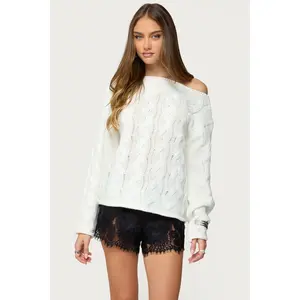 Nellie Off Shoulder Cable Knit Sweater