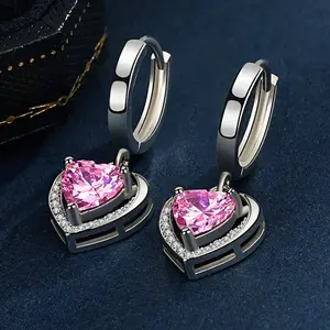 LisiZen Heart Shaped Diamond Stud Earrings, Japanese and Korean Style, Elegant Women's Heart Earrings Jewelry DZEH5671