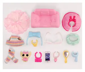 16 Pcs Miniature Accessories Set for Mini Toy Pets – Shoes,Hangers, dressing table,comb, food, skirts, collar, necklace, Jacket etc for Shorthair Cat, Collie, Dachshund, Cocker Spaniel & Cow Figures
