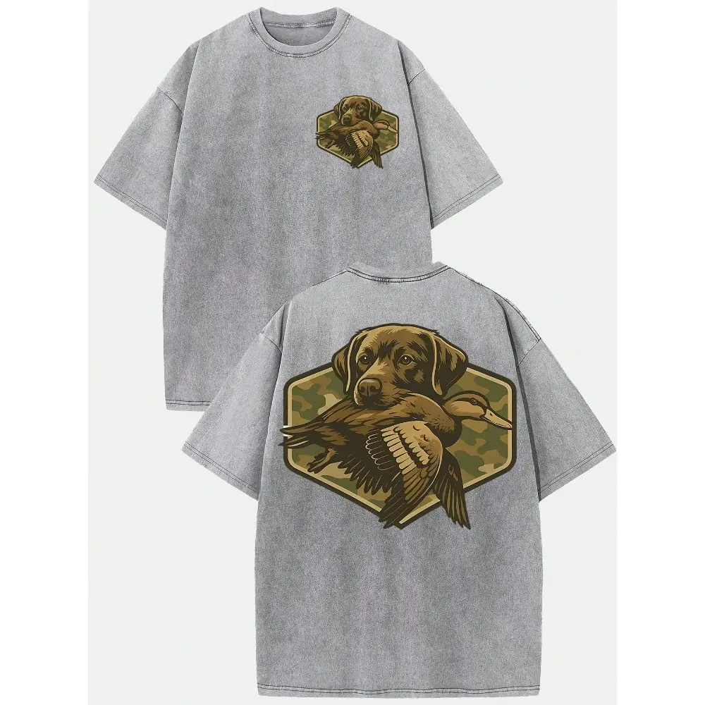 Vintage Washed Labrador Retriever Duck Hunting T-Shirt – Waterfowl Outdoor Graphic Tee, Gift for Hunting & Labrador Lovers