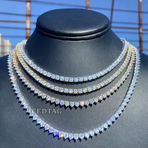 Tennis Necklace Chain 4MM Choker Necklace for Men Women VVS Moissanite Gift