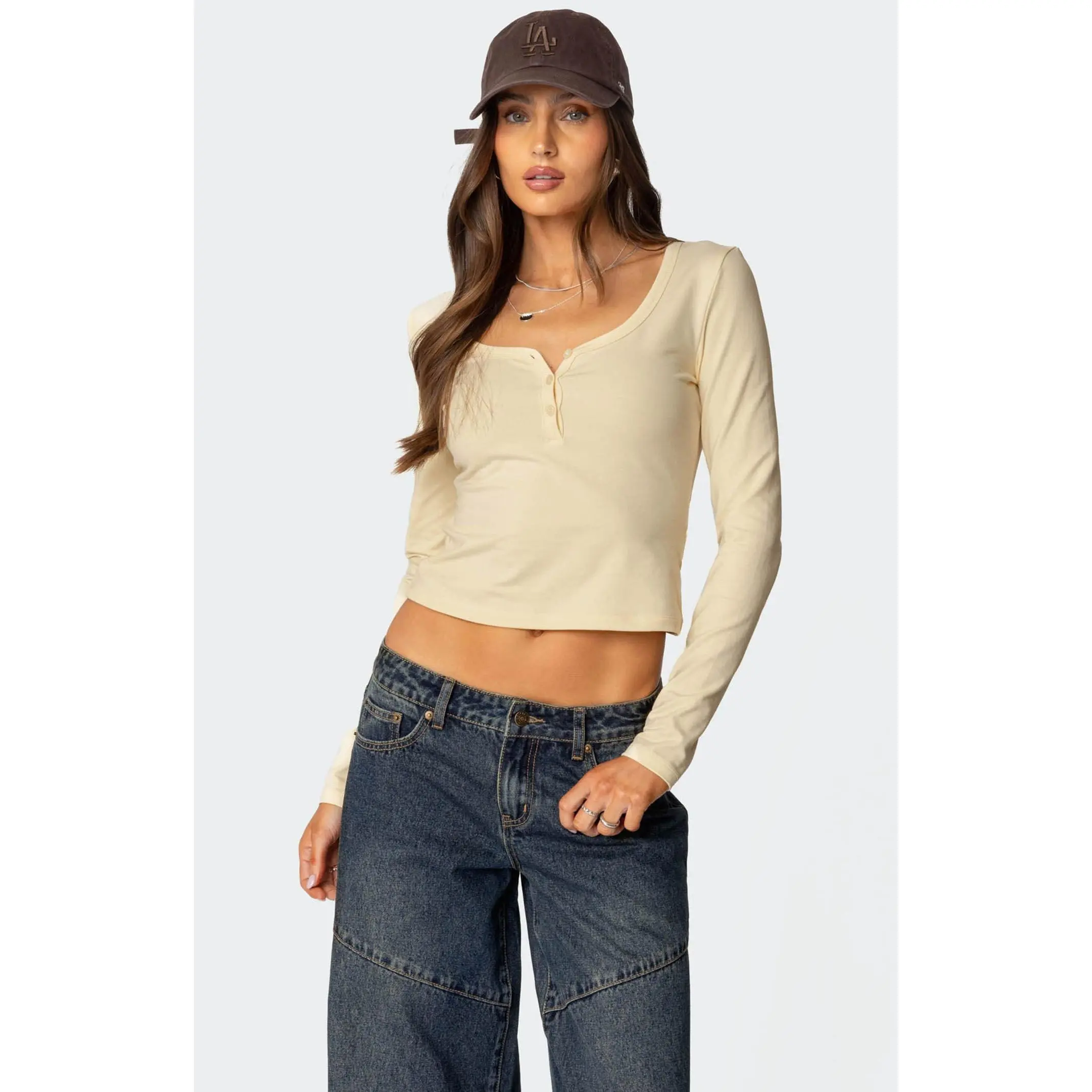Edikted Women's Leah Henley Top Edikted Women's Leah Henley Top