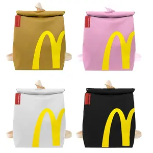 Cute M School bag Canvas Backpack Tote Women Men Backpack Large Capacity Bag College Student Class Bag