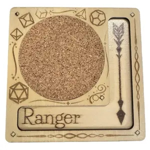 Ranger Dice Coaster with Engraved Design and Cork Surface for D&D Gaming