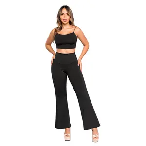 Legging SMI0092 - High-Waisted Flare Pants with Internal Tummy Control & Heart-Shaped Waistband for Women's Basic & Minimalist Wardrobe Pants