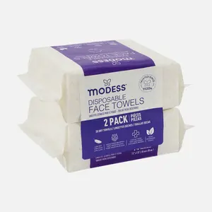 Modess Disposable Face Towels Travel Pack - 28 Count (14ct × 2 Packs), Full-Size, Gentle Cleansing, Dry & Wet Use, Dual-Sided Pearl-Embossed, Ultra Soft, Save 10% on ANY 3 Items