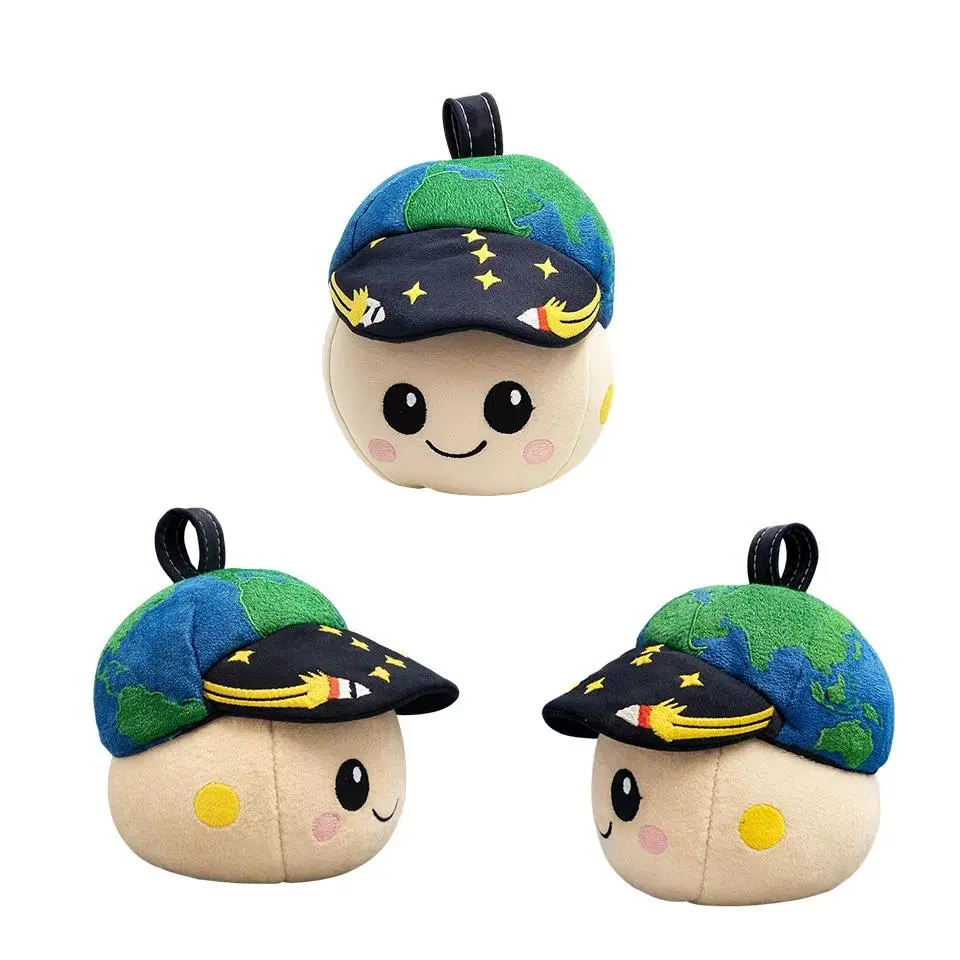 25CM Adorable Earth Head Plush Keyring Featuring Green And Blue Design With Yellow Stars Ideal For Space Lovers Backpack Charm