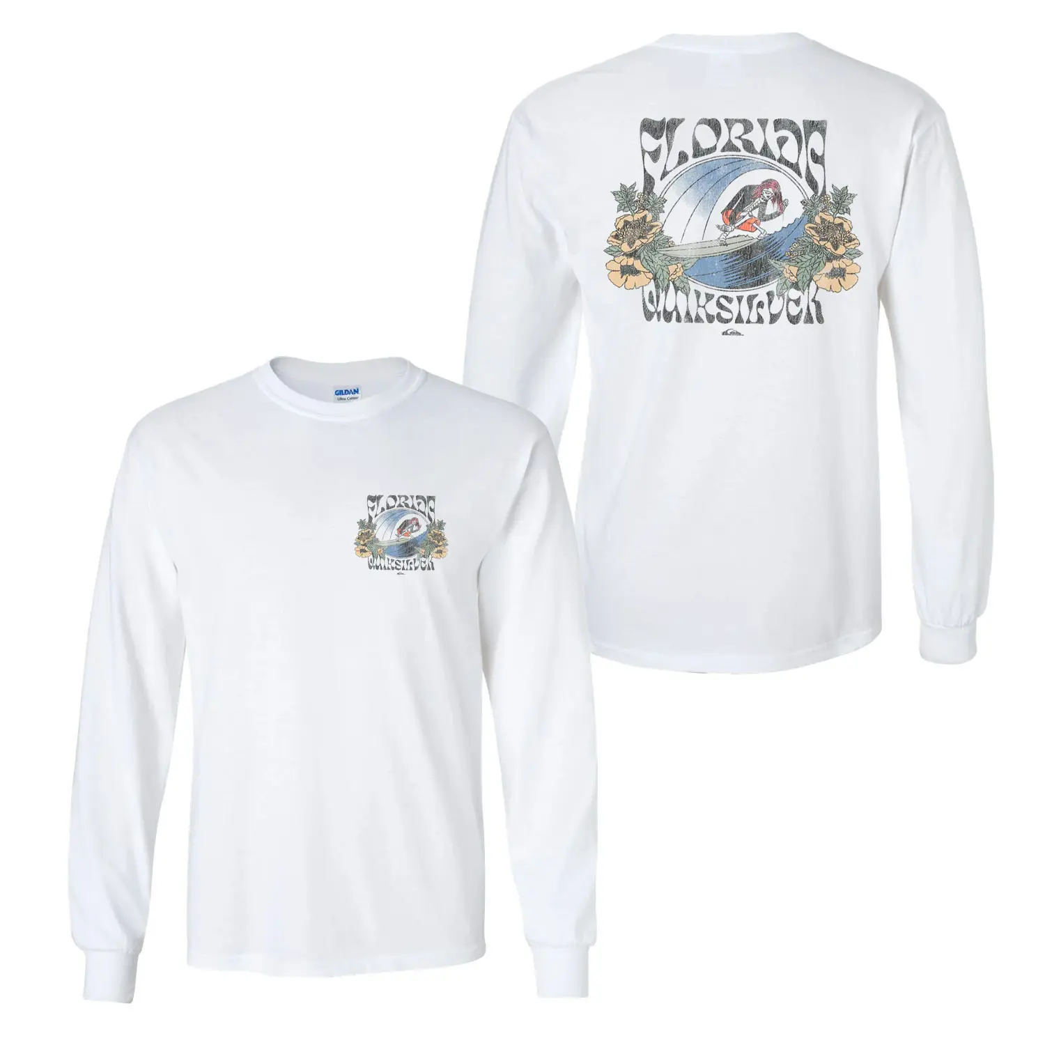 Florida Surfing Long Sleeve Shirt, Vintage Ocean Wave Graphic Tee for Surfers and Beach Lovers