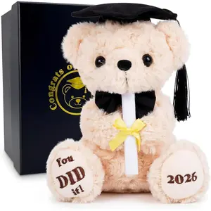 2026 Graduation Bear with Gift Box, 8 Inch Plush Teddy Bear for Kindergarten & Preschool Graduates, Soft Commemorative Keepsake with Cap and Diploma for Class of 2026