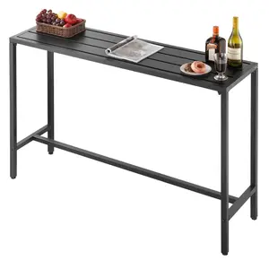 【DealsForYouDays】VEVOR Outdoor Bar Table, 55 x 15 in Patio Bar Table, Waterproof Top & Sturdy Metal Frame, Rectangle Counter Height Dining Tables, Outdoor Furniture for Balcony, Yard, Hot Tub, Poolside, Indoor